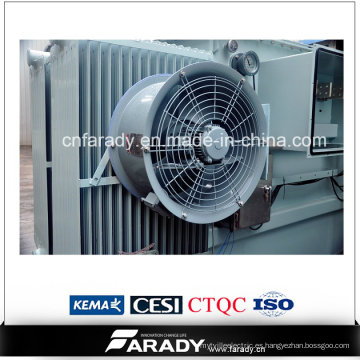 Transformador de distribución de potencia de 2500 kVA con ventiladores de refrigeración de transformadores